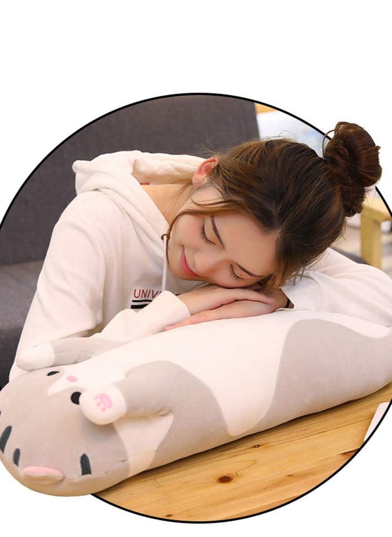 Cat Long Plush Body Pillow,  44 Inches Super Cute Soft Cat Stuffed Squishy Pillow, Adorable Giant Kitten Plushies Throw Pillow Animals Doll Toy Gift for Girlfriend Girls Boys