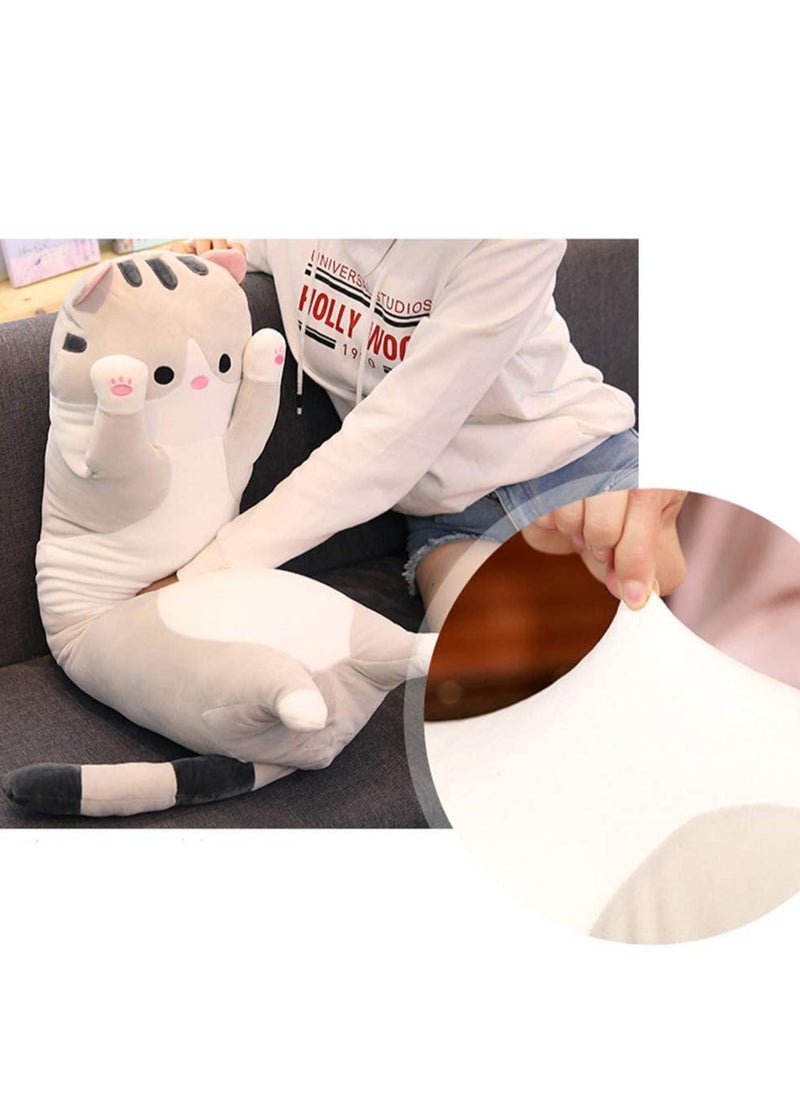 Cat Long Plush Body Pillow,  44 Inches Super Cute Soft Cat Stuffed Squishy Pillow, Adorable Giant Kitten Plushies Throw Pillow Animals Doll Toy Gift for Girlfriend Girls Boys