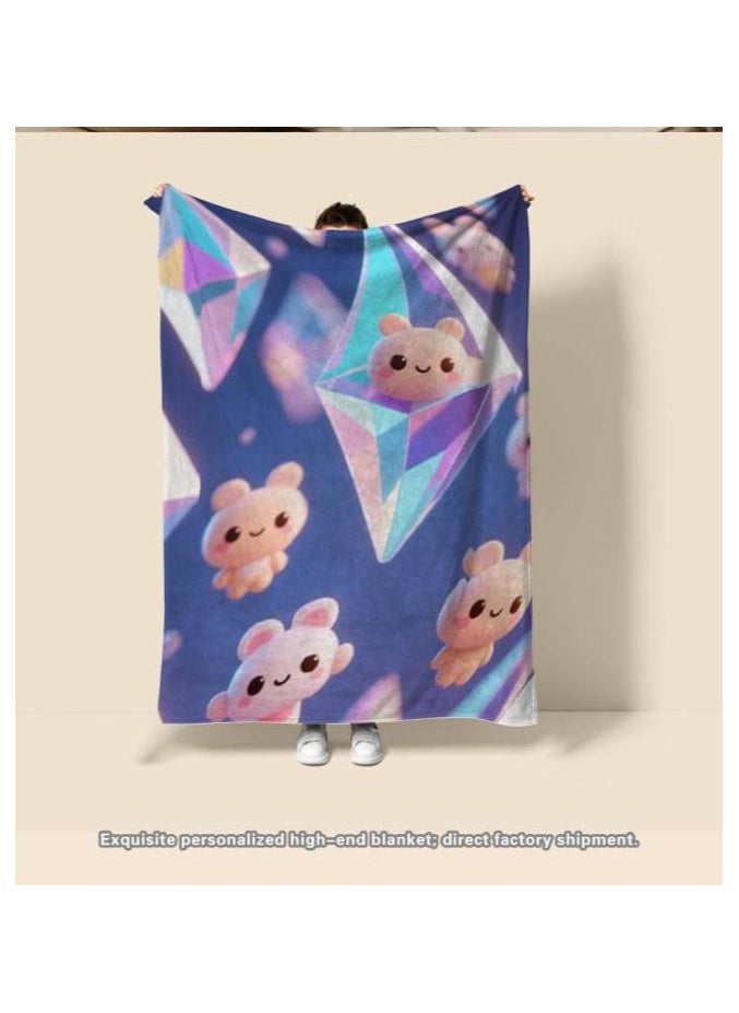 Children's or student cartoon flannel thin blanket (warm and comfortable, suitable for sleep, games) 100cm*150cm