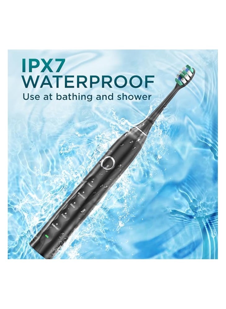 Electric Power Toothbrush with 4 Brush Heads – Fast 2.5-Hour Charge, 120-Day Battery Life, Deep Clean Technology, 5 Brushing Modes, Smart Timer