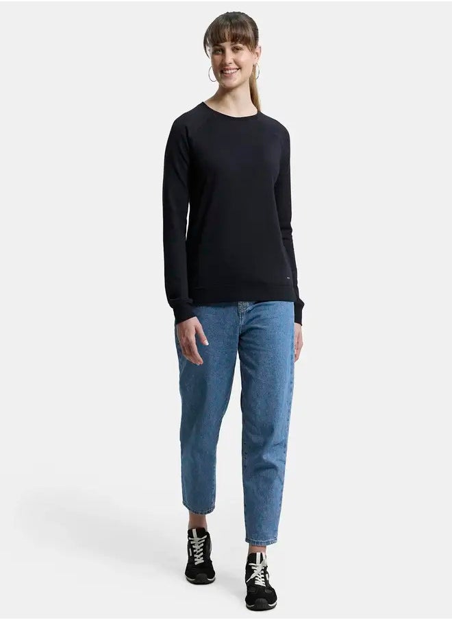 Jockey AW67 Women's Super Combed Cotton Rich French Terry Fabric Solid Sweatshirt with Raglan Sleeve Styling