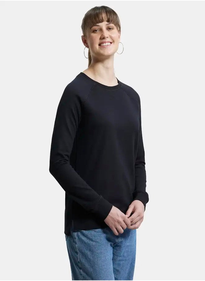 Jockey AW67 Women's Super Combed Cotton Rich French Terry Fabric Solid Sweatshirt with Raglan Sleeve Styling