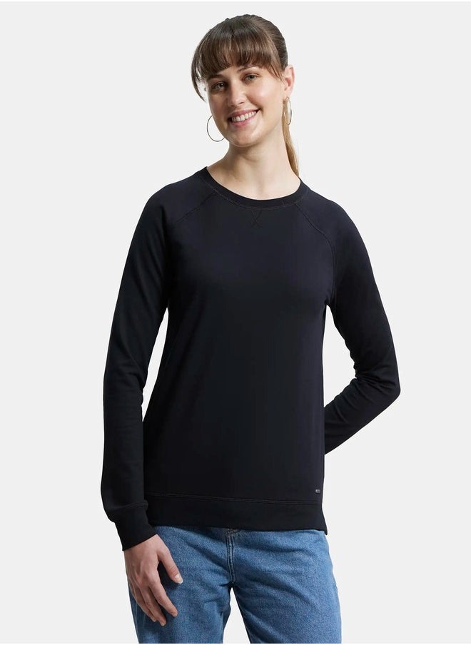 Jockey AW67 Women's Super Combed Cotton Rich French Terry Fabric Solid Sweatshirt with Raglan Sleeve Styling
