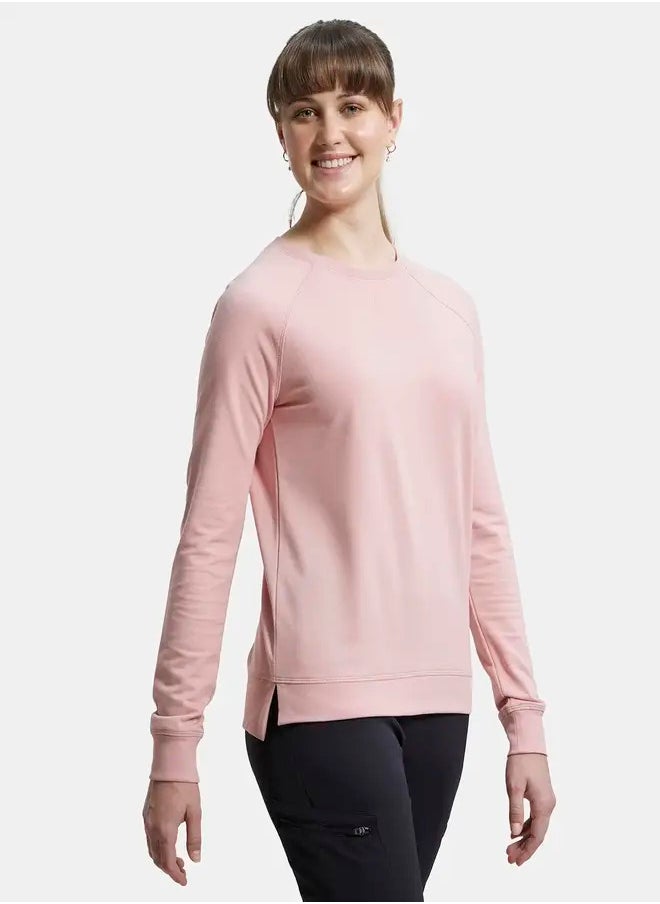 Jockey AW67 Women's Super Combed Cotton Rich French Terry Fabric Solid Sweatshirt with Raglan Sleeve Styling
