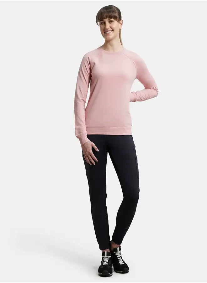 Jockey AW67 Women's Super Combed Cotton Rich French Terry Fabric Solid Sweatshirt with Raglan Sleeve Styling