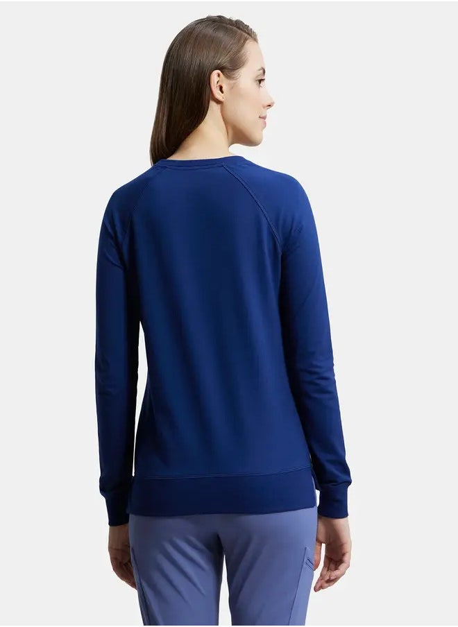 Jockey AW67 Women's Super Combed Cotton Rich French Terry Fabric Solid Sweatshirt with Raglan Sleeve Styling