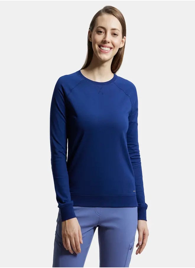 Jockey AW67 Women's Super Combed Cotton Rich French Terry Fabric Solid Sweatshirt with Raglan Sleeve Styling