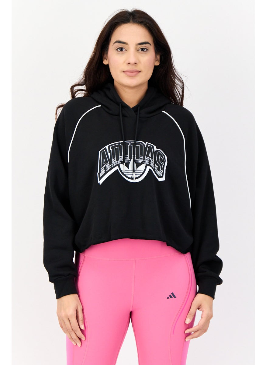 Women Sportswear Fit Long Sleeves Outdoor Hoodie, Black