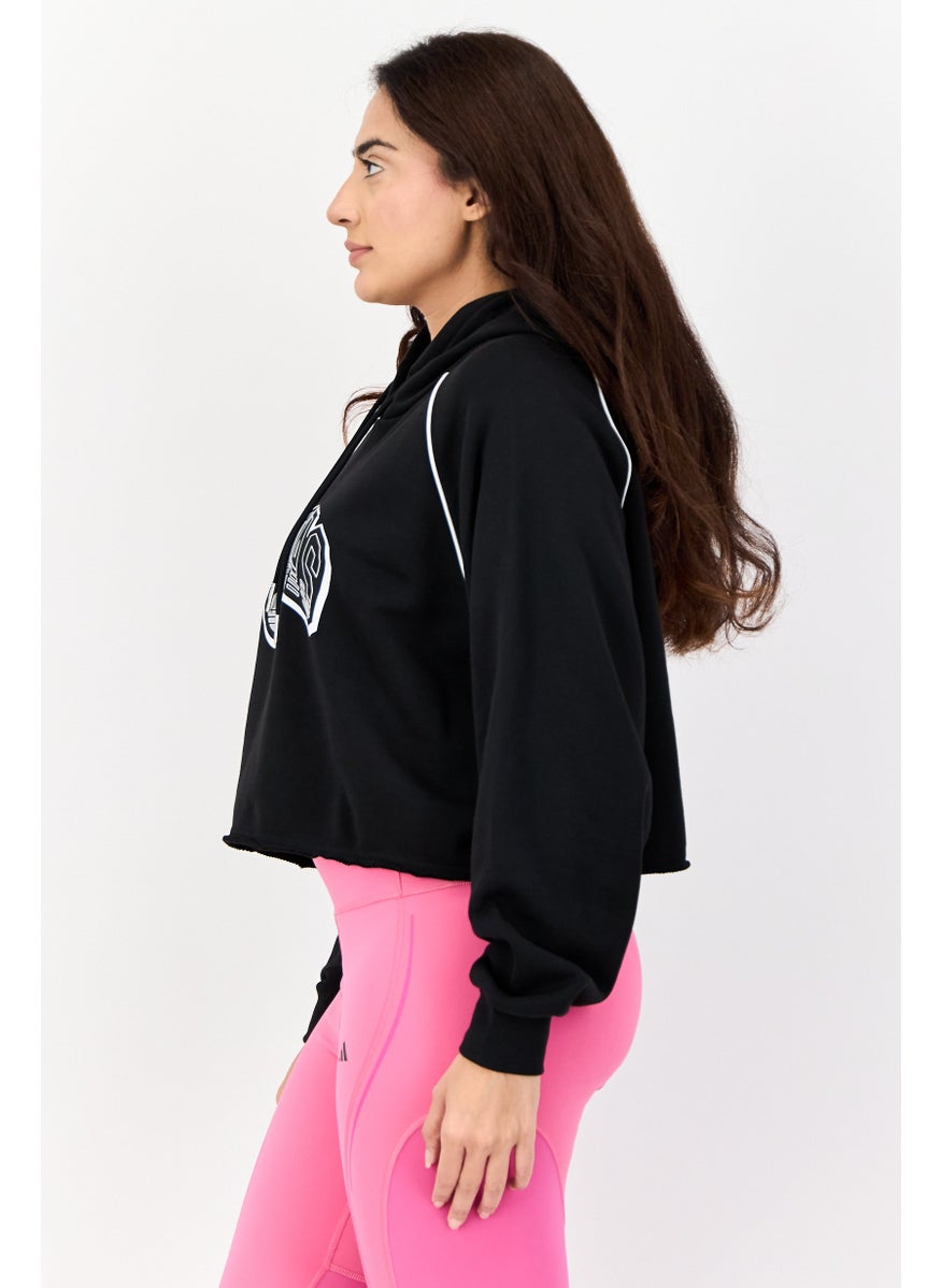 Women Sportswear Fit Long Sleeves Outdoor Hoodie, Black