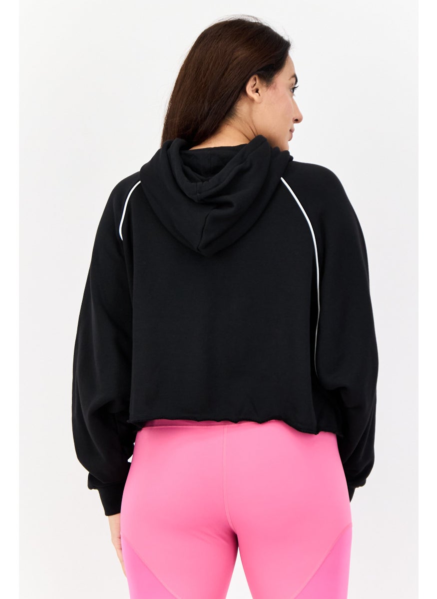 Women Sportswear Fit Long Sleeves Outdoor Hoodie, Black