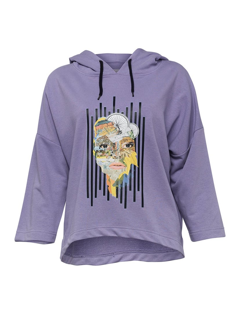 Nature Women's Hoodie Sweatshirt , Long Sleeve, Soft and Thick Fabric, Casual Wear, Purple
