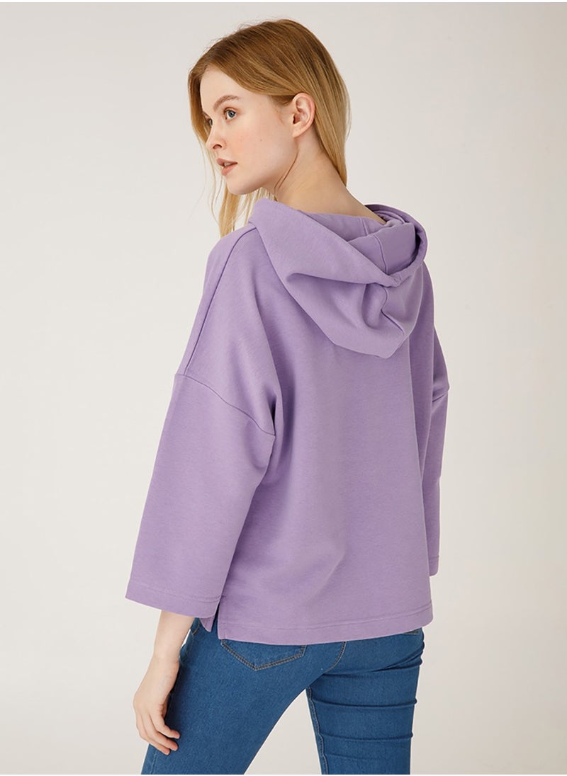 Nature Women's Hoodie Sweatshirt , Long Sleeve, Soft and Thick Fabric, Casual Wear, Purple