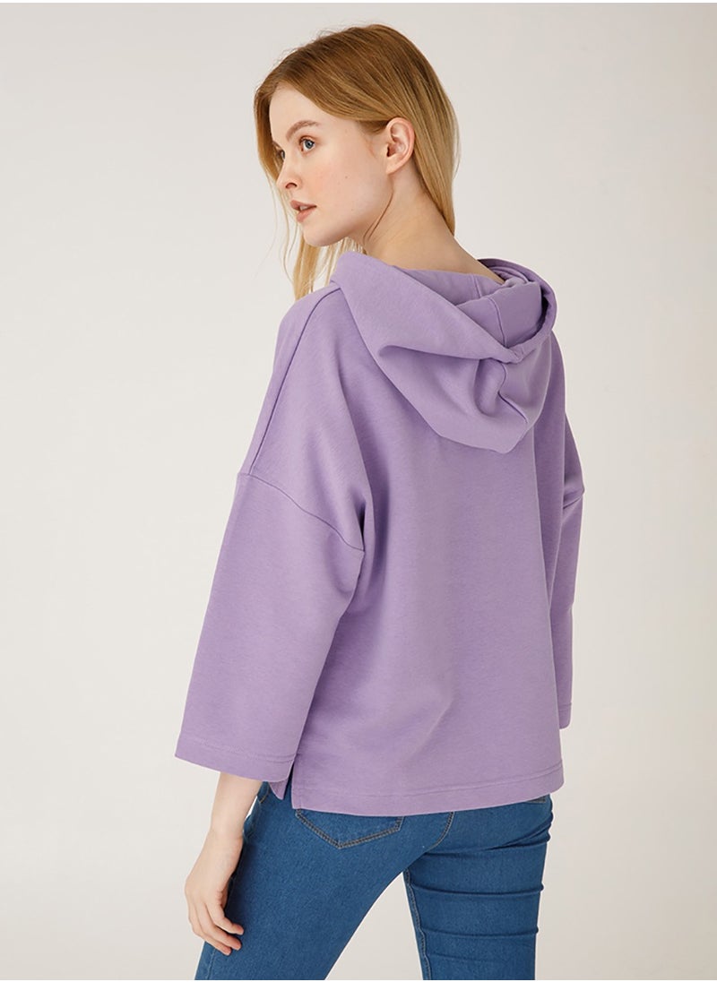 Nature Women's Hoodie Sweatshirt , Long Sleeve, Soft and Thick Fabric, Casual Wear, Purple