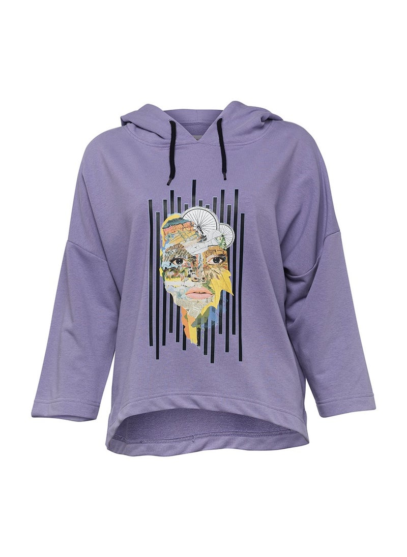 Nature Women's Hoodie Sweatshirt , Long Sleeve, Soft and Thick Fabric, Casual Wear, Purple