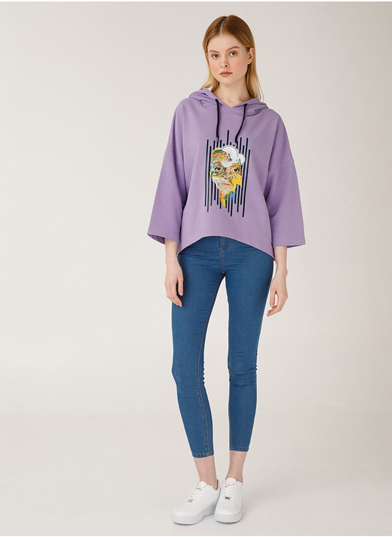 Nature Women's Hoodie Sweatshirt , Long Sleeve, Soft and Thick Fabric, Casual Wear, Purple