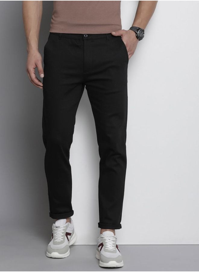 Men Slim Fit Solid Mid-Rise Stretchable Chinos