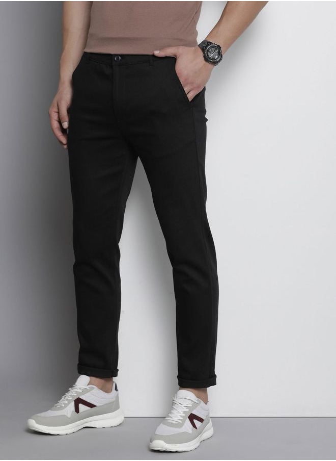 Men Slim Fit Solid Mid-Rise Stretchable Chinos