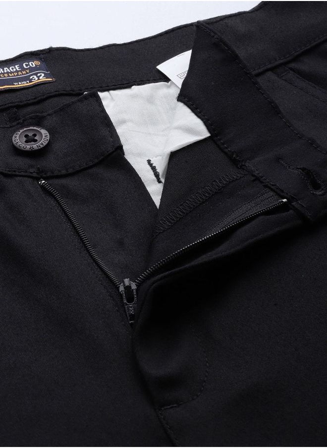 Men Slim Fit Solid Mid-Rise Stretchable Chinos