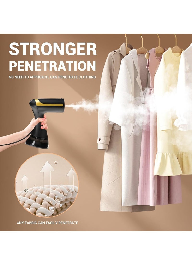 Portable Clothes Steamer 1500W Handheld Garment Steamer – 30s Fast Heat Up, 350ml Detachable Water Tank, Powerful Fabric Wrinkle Remover, 360° Anti-Spill, 30 Min Continuous Steam, Travel & Home Steam Iron for Clothing, Curtains, Upholstery