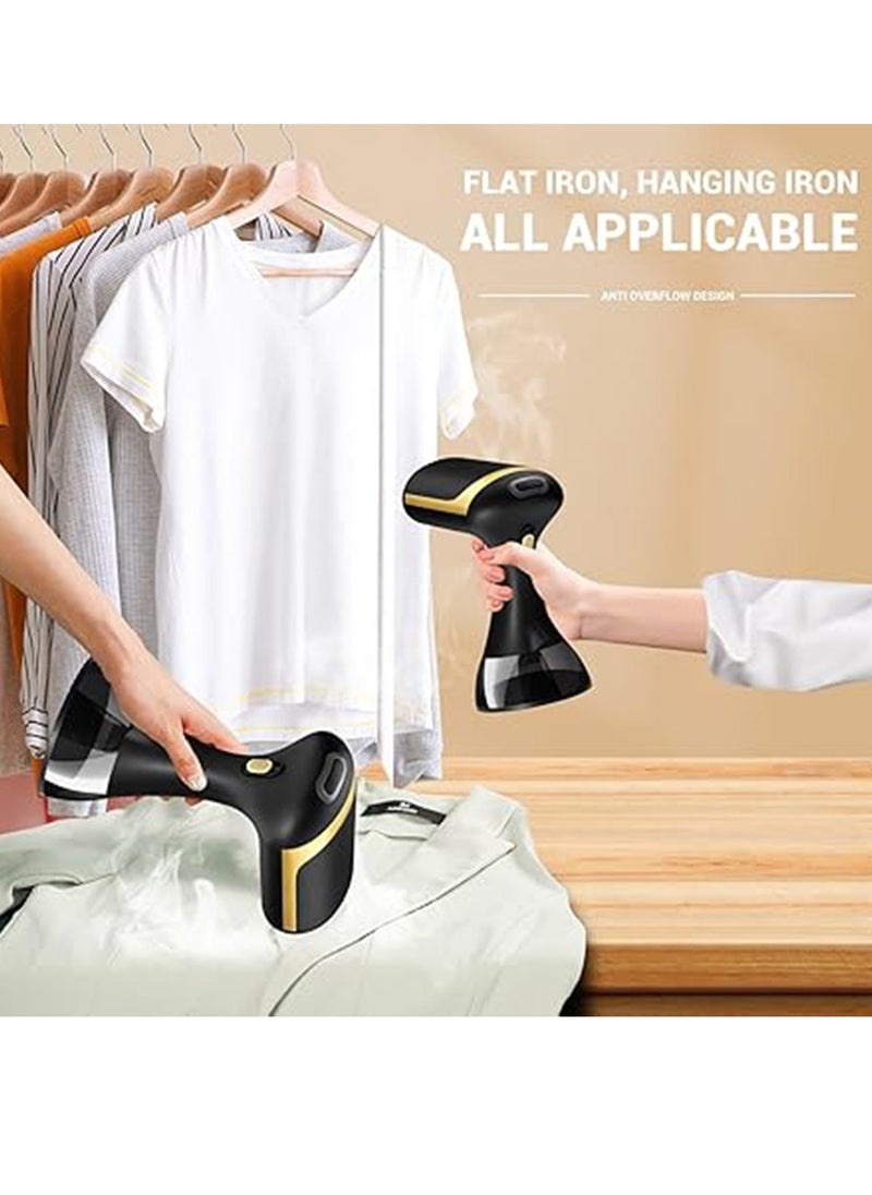 Portable Clothes Steamer 1500W Handheld Garment Steamer – 30s Fast Heat Up, 350ml Detachable Water Tank, Powerful Fabric Wrinkle Remover, 360° Anti-Spill, 30 Min Continuous Steam, Travel & Home Steam Iron for Clothing, Curtains, Upholstery