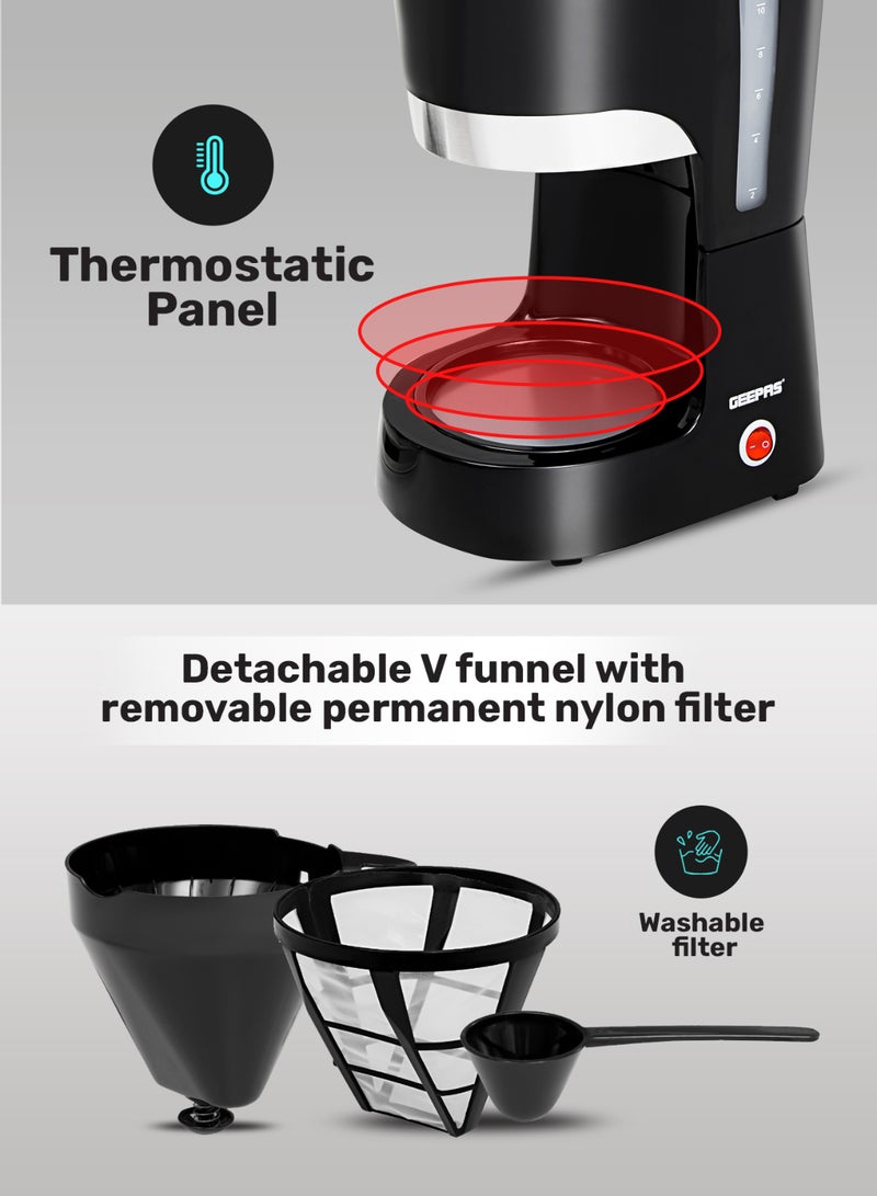 Renewed - Coffee Maker Filter Coffee Machine 1.5 L 850 W GCM6103 Black/Clear