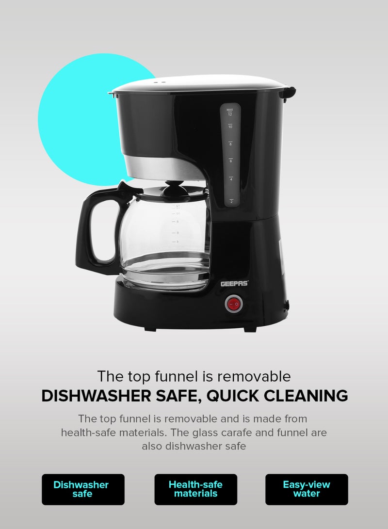 Renewed - Coffee Maker Filter Coffee Machine 1.5 L 850 W GCM6103 Black/Clear