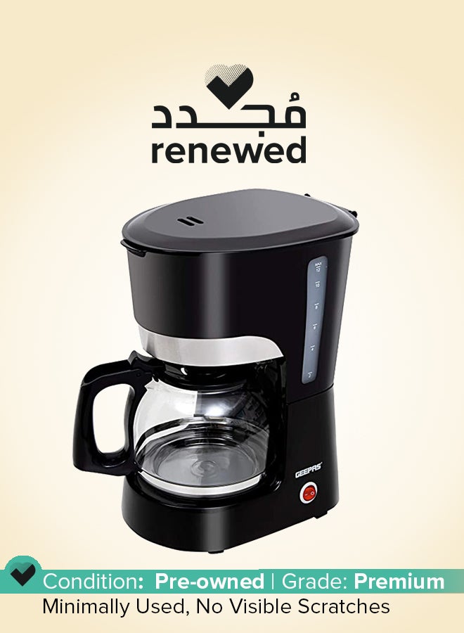 Renewed - Coffee Maker Filter Coffee Machine 1.5 L 850 W GCM6103 Black/Clear