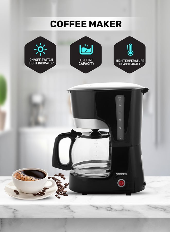 Renewed - Coffee Maker Filter Coffee Machine 1.5 L 850 W GCM6103 Black/Clear