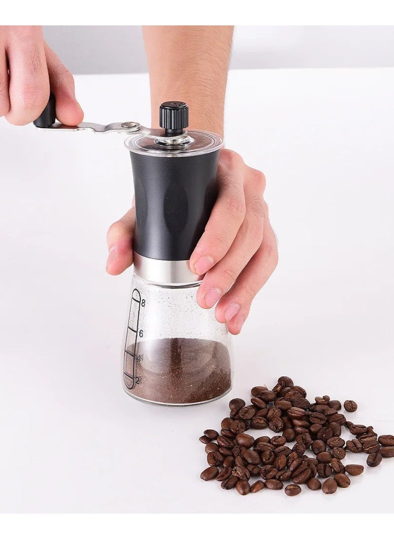 Portable Manual Coffee Grinder Adjustable Hand Crank Coffee Beans Grinding for Espresso, French Press, Drip Coffee Pour Over, Travel, Camping, Office & Home