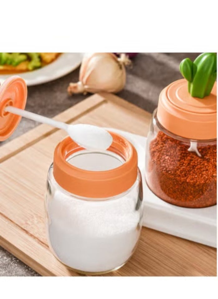 Cactus Kitchen Season Jar Salt Tank Flavor Box Seasoning Bottle Combination Set Glass Seasoning Bottle