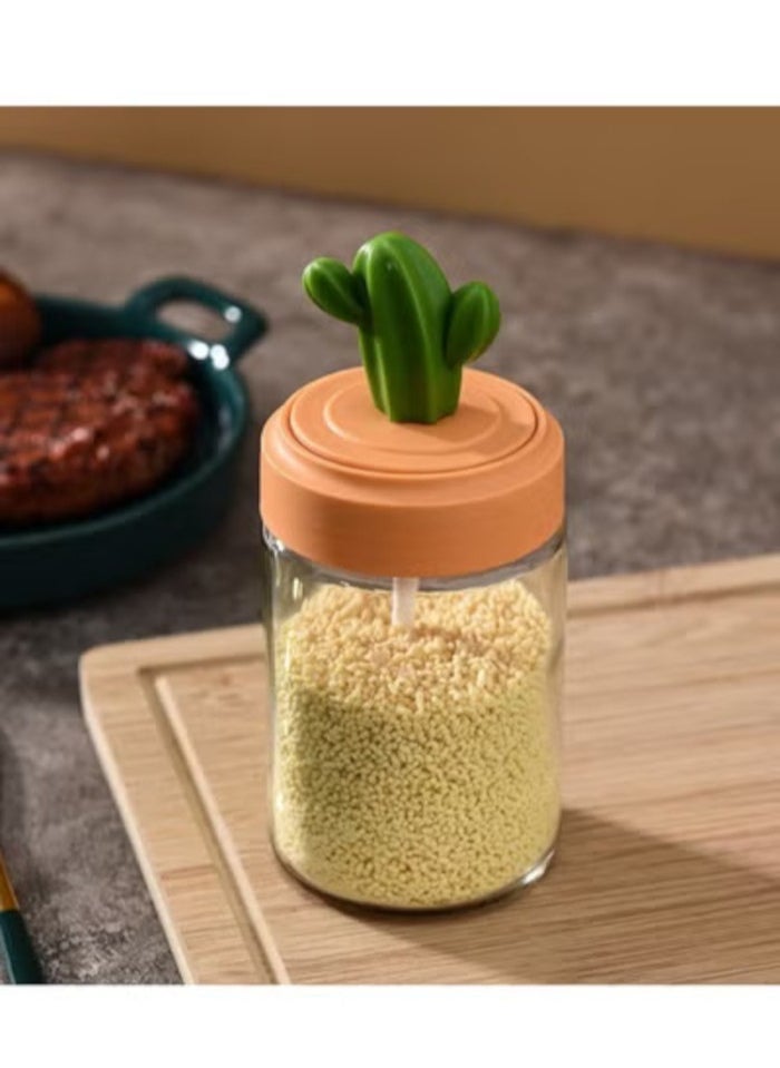 Cactus Kitchen Season Jar Salt Tank Flavor Box Seasoning Bottle Combination Set Glass Seasoning Bottle