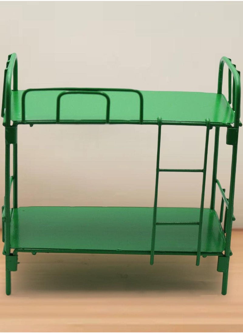 Doll Bunk Bed Doll Double Bed, Furniture Model Set, Miniature Dolls bed, for Accessories DIY Model Landscape Decorations, Furnishings Room Green