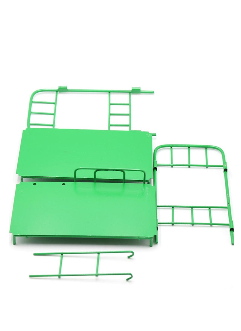 Doll Bunk Bed Doll Double Bed, Furniture Model Set, Miniature Dolls bed, for Accessories DIY Model Landscape Decorations, Furnishings Room Green