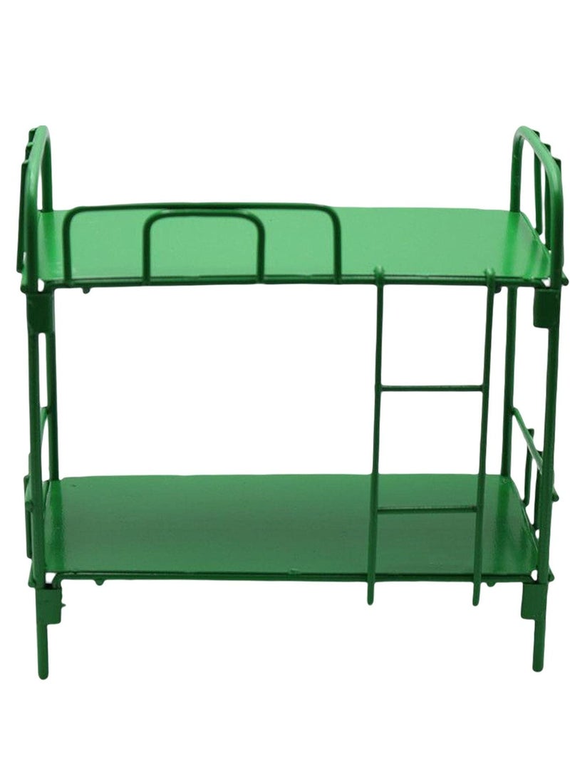 Doll Bunk Bed Doll Double Bed, Furniture Model Set, Miniature Dolls bed, for Accessories DIY Model Landscape Decorations, Furnishings Room Green