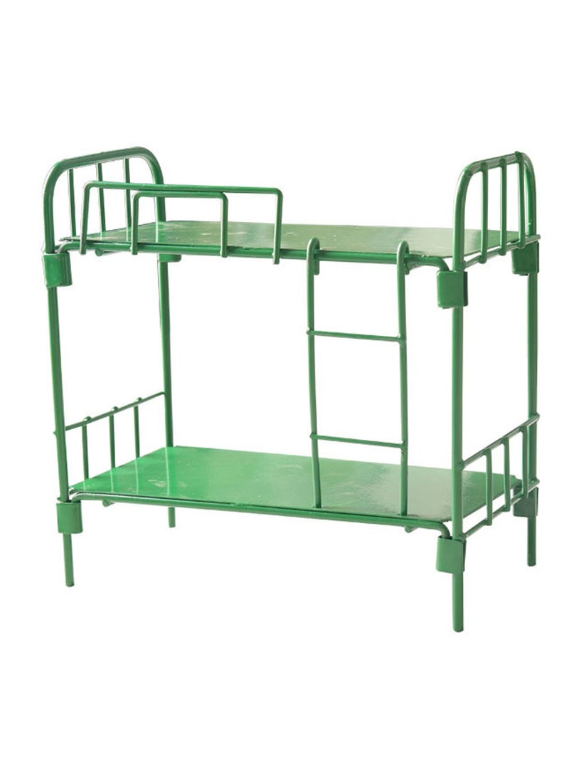 Doll Bunk Bed Doll Double Bed, Furniture Model Set, Miniature Dolls bed, for Accessories DIY Model Landscape Decorations, Furnishings Room Green