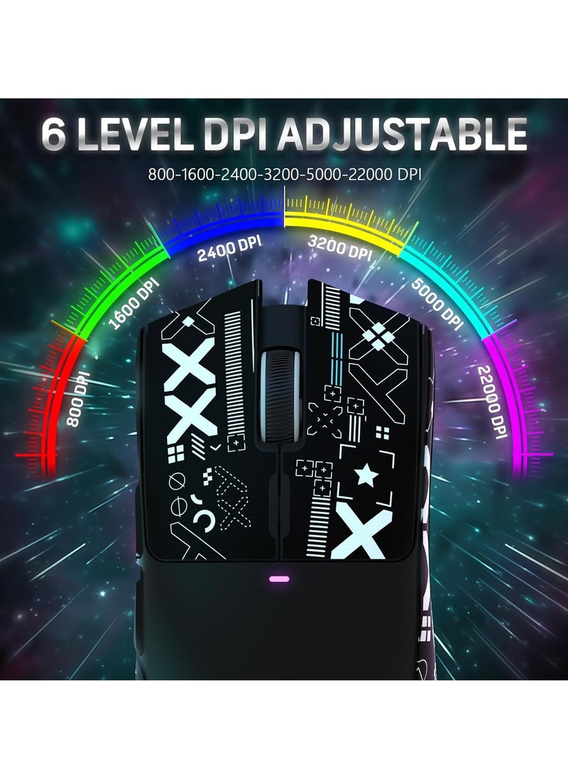 ATTACK SHARK X11 Tri-Mode Gaming Mouse - Wired, 2.4GHz Wireless, Bluetooth - 22000 DPI PixArt PAW3311 Sensor - RGB Backlight - Magnetic Charging Dock - Lightweight & Ergonomic Design - For PC, Laptop, Mac, Xbox, PS (Black)