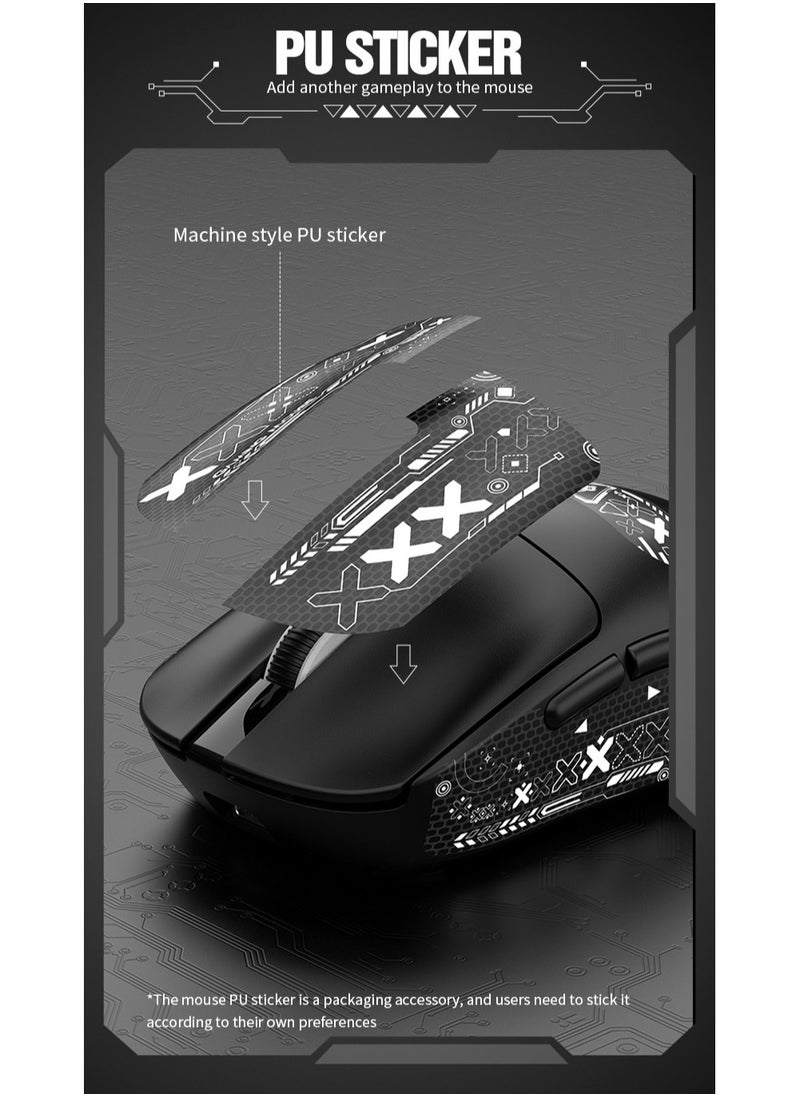 XunFox H8 Tri-Mode Wireless Gaming Mouse – 2.4G, Bluetooth & Wired – Ultra-Lightweight 59g – Adjustable 12,000 DPI – 4-Tier Polling Rate – Long Battery Life – Ergonomic RGB Mouse for PC, Mac, Laptop (Black)