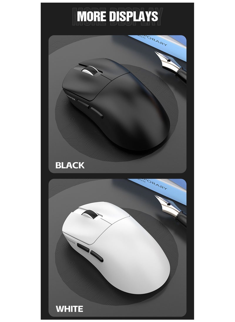 XunFox H8 Tri-Mode Wireless Gaming Mouse – 2.4G, Bluetooth & Wired – Ultra-Lightweight 59g – Adjustable 12,000 DPI – 4-Tier Polling Rate – Long Battery Life – Ergonomic RGB Mouse for PC, Mac, Laptop (Black)