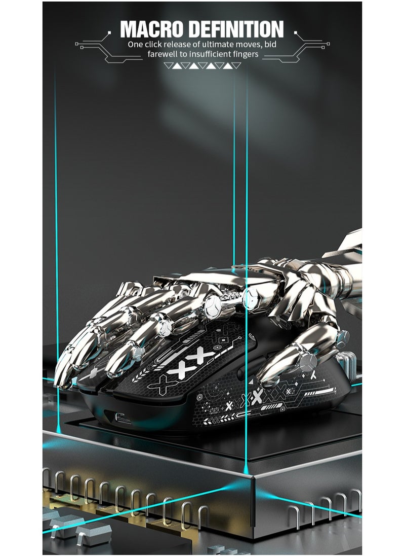 XunFox H8 Tri-Mode Wireless Gaming Mouse – 2.4G, Bluetooth & Wired – Ultra-Lightweight 59g – Adjustable 12,000 DPI – 4-Tier Polling Rate – Long Battery Life – Ergonomic RGB Mouse for PC, Mac, Laptop (Black)
