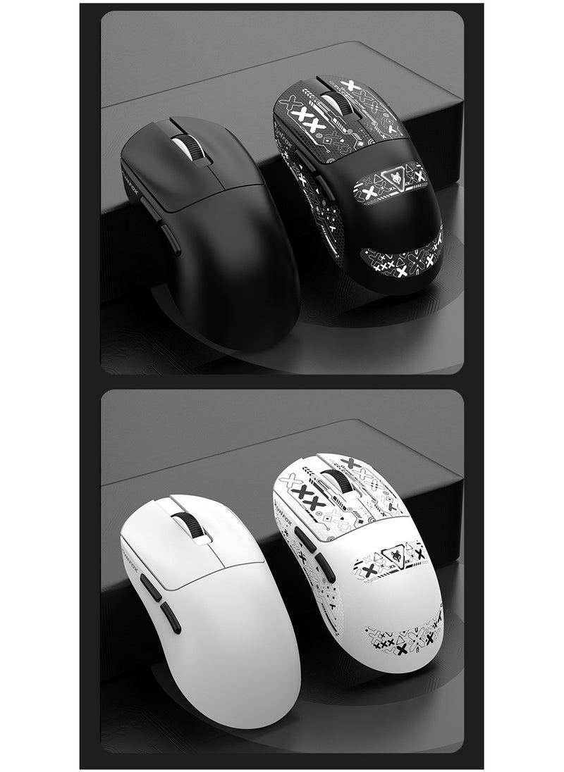 XunFox H8 Tri-Mode Wireless Gaming Mouse – 2.4G, Bluetooth & Wired – Ultra-Lightweight 59g – Adjustable 12,000 DPI – 4-Tier Polling Rate – Long Battery Life – Ergonomic RGB Mouse for PC, Mac, Laptop (Black)