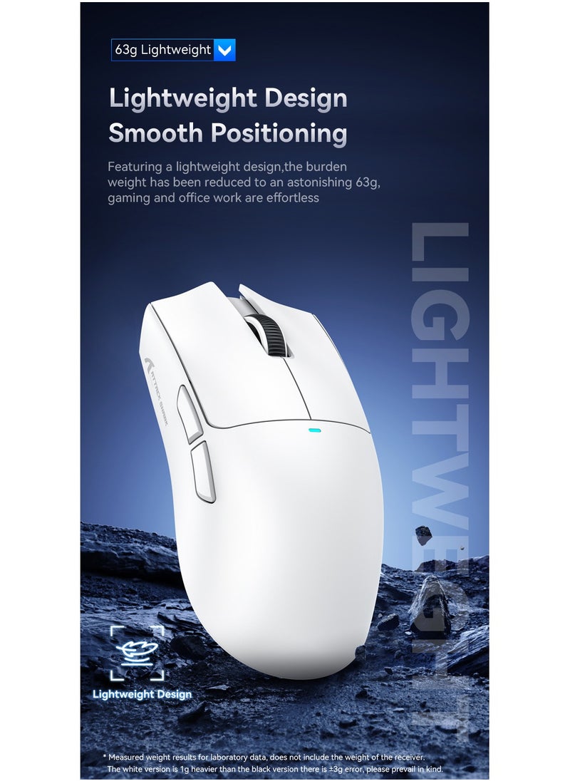 ATTACK SHARK X11 Tri-Mode Gaming Mouse - Wired, 2.4GHz Wireless, Bluetooth - 22000 DPI PixArt PAW3311 Sensor - RGB Backlight - Magnetic Charging Dock - Lightweight & Ergonomic Design - For PC, Laptop, Mac, Xbox, PS (White)