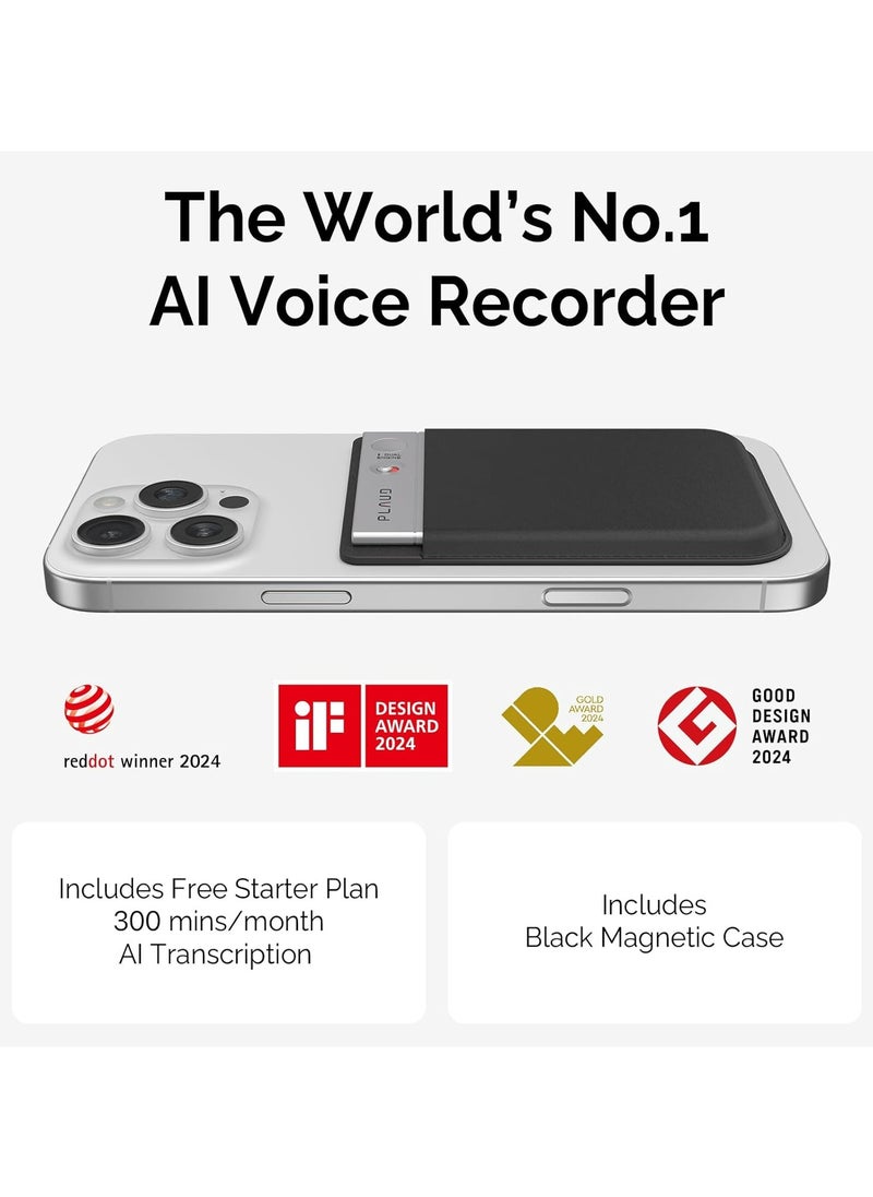 PLAUD NOTE AI Voice Recorder with Magnetic Case ( Silver )– 64GB Smart Digital Recorder with AI Transcription, Dual-Mode Recording, Cloud Storage & 30-Hour Battery Life