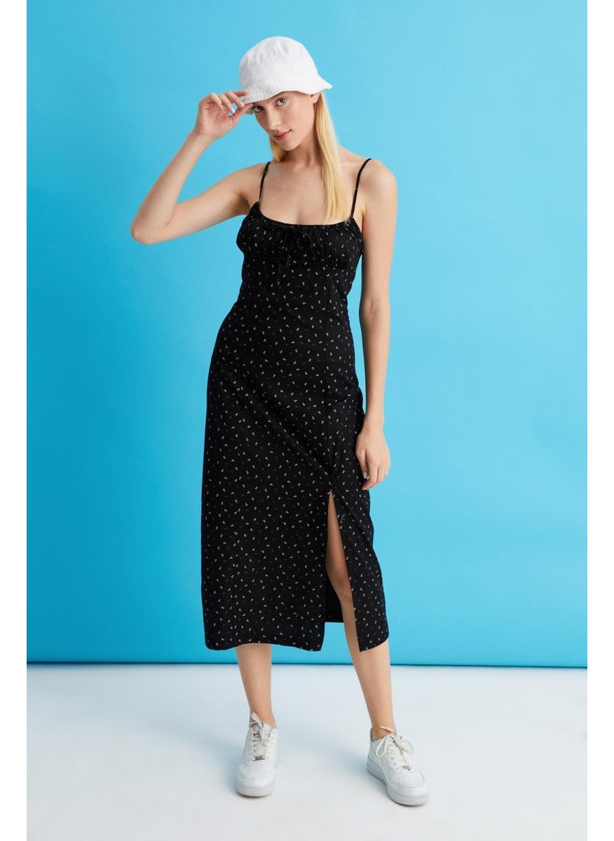 Thin Strapped Poplin Dress (B22-23200)