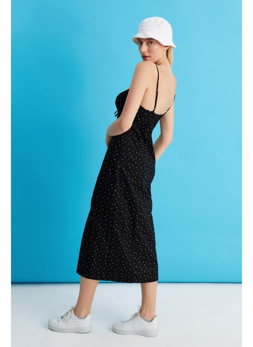 Thin Strapped Poplin Dress (B22-23200)