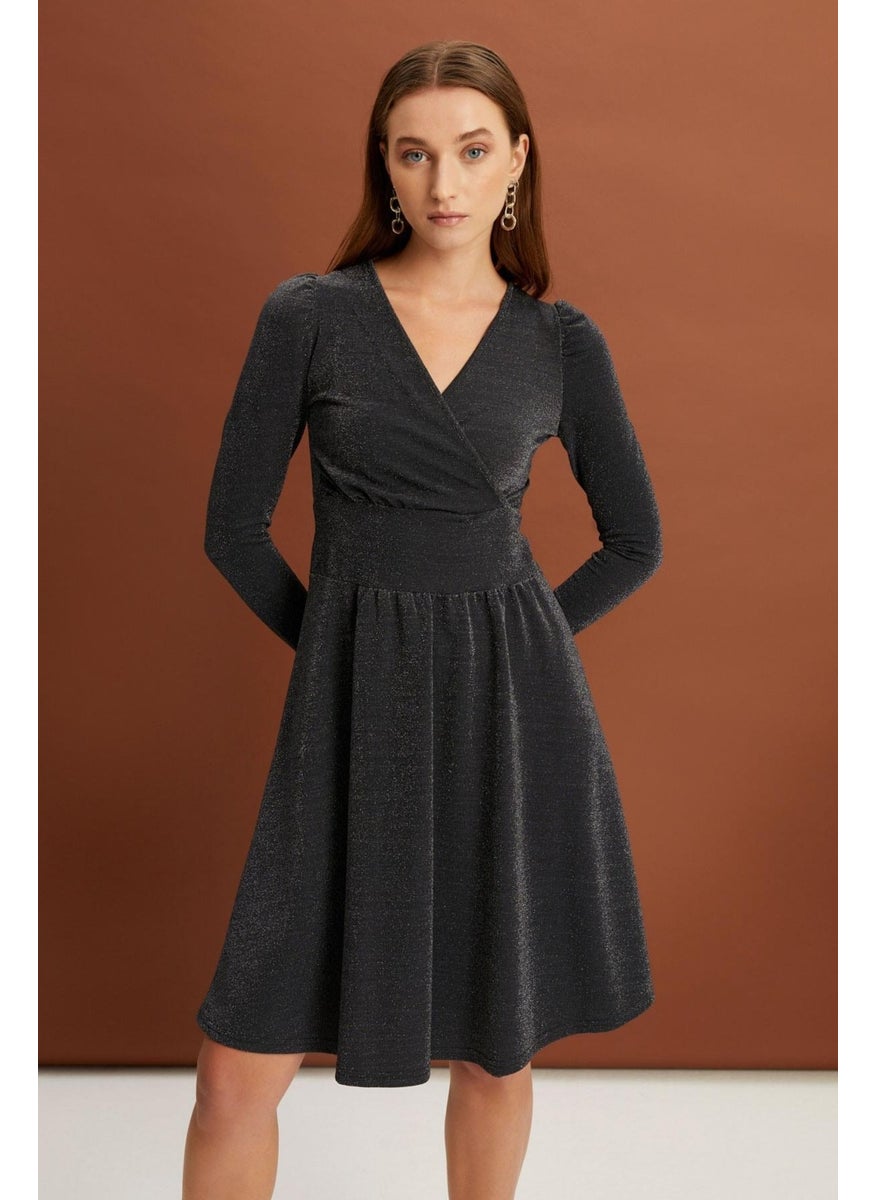 Glittery Double-Breasted Dress (B19-155201)