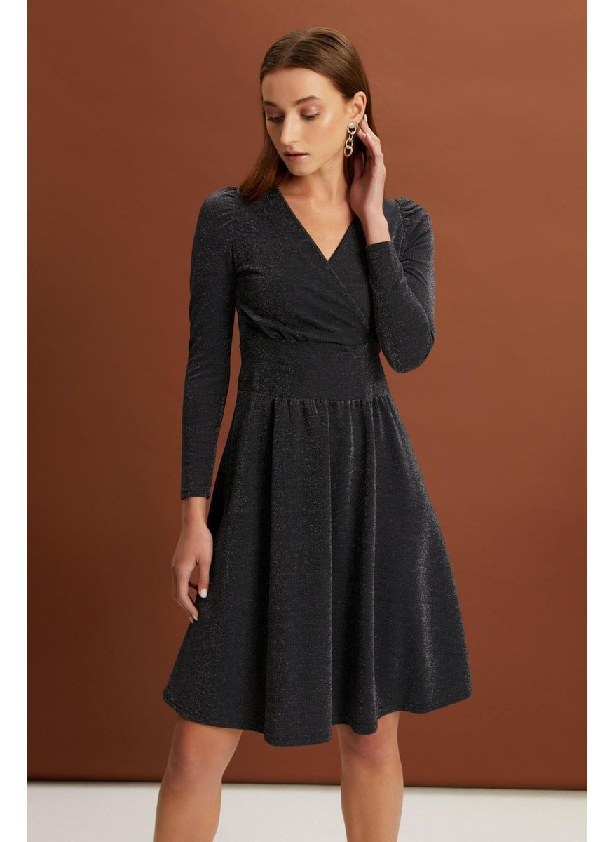Glittery Double-Breasted Dress (B19-155201)