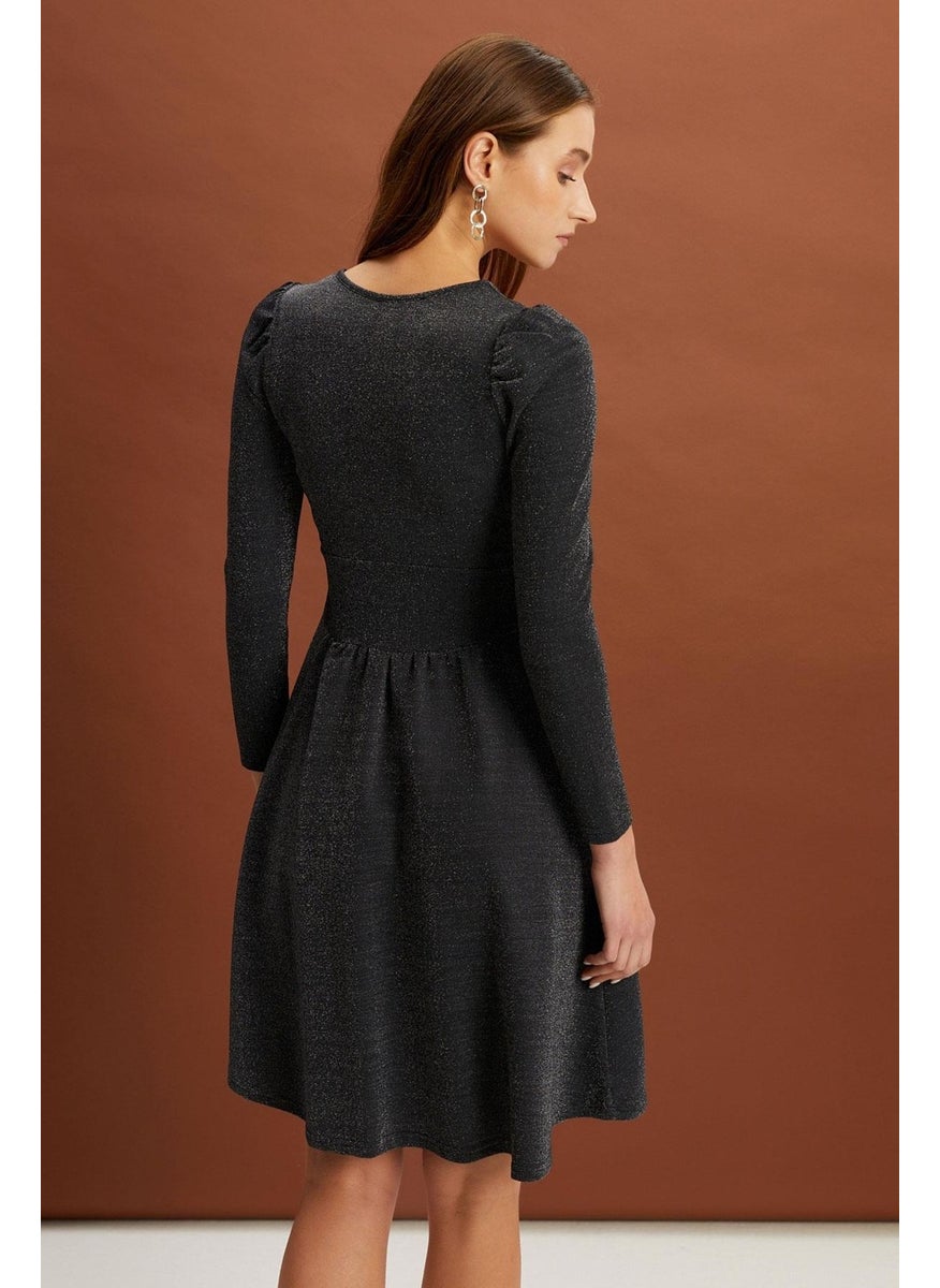 Glittery Double-Breasted Dress (B19-155201)