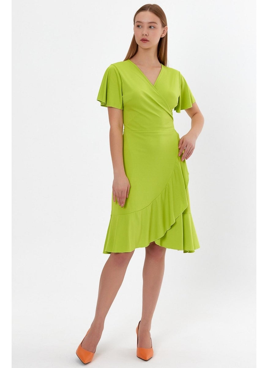 Tie-Up Flounce Double Breasted Dress (B23-499B)