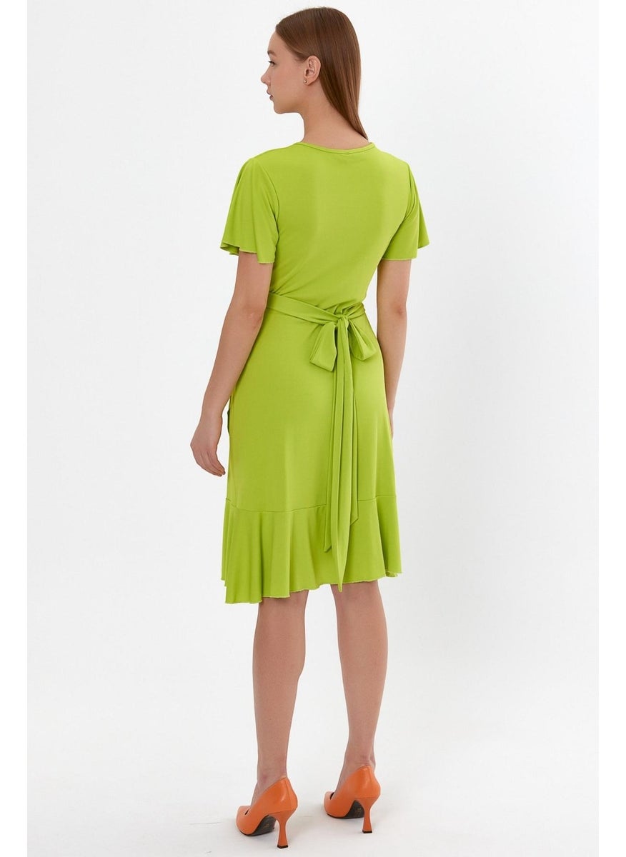 Tie-Up Flounce Double Breasted Dress (B23-499B)