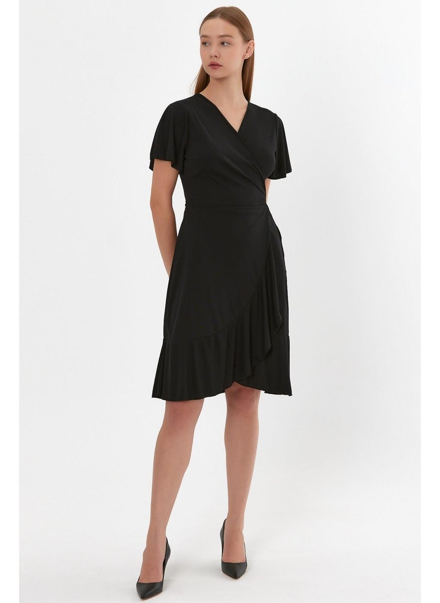 Tie-Up Flounce Double Breasted Dress (B23-499B)